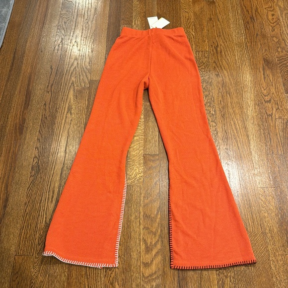 NWT ANIM LIVING KOZA - Straight Leg Knit Pants With Hemstitch Orange - Picture 6 of 6
